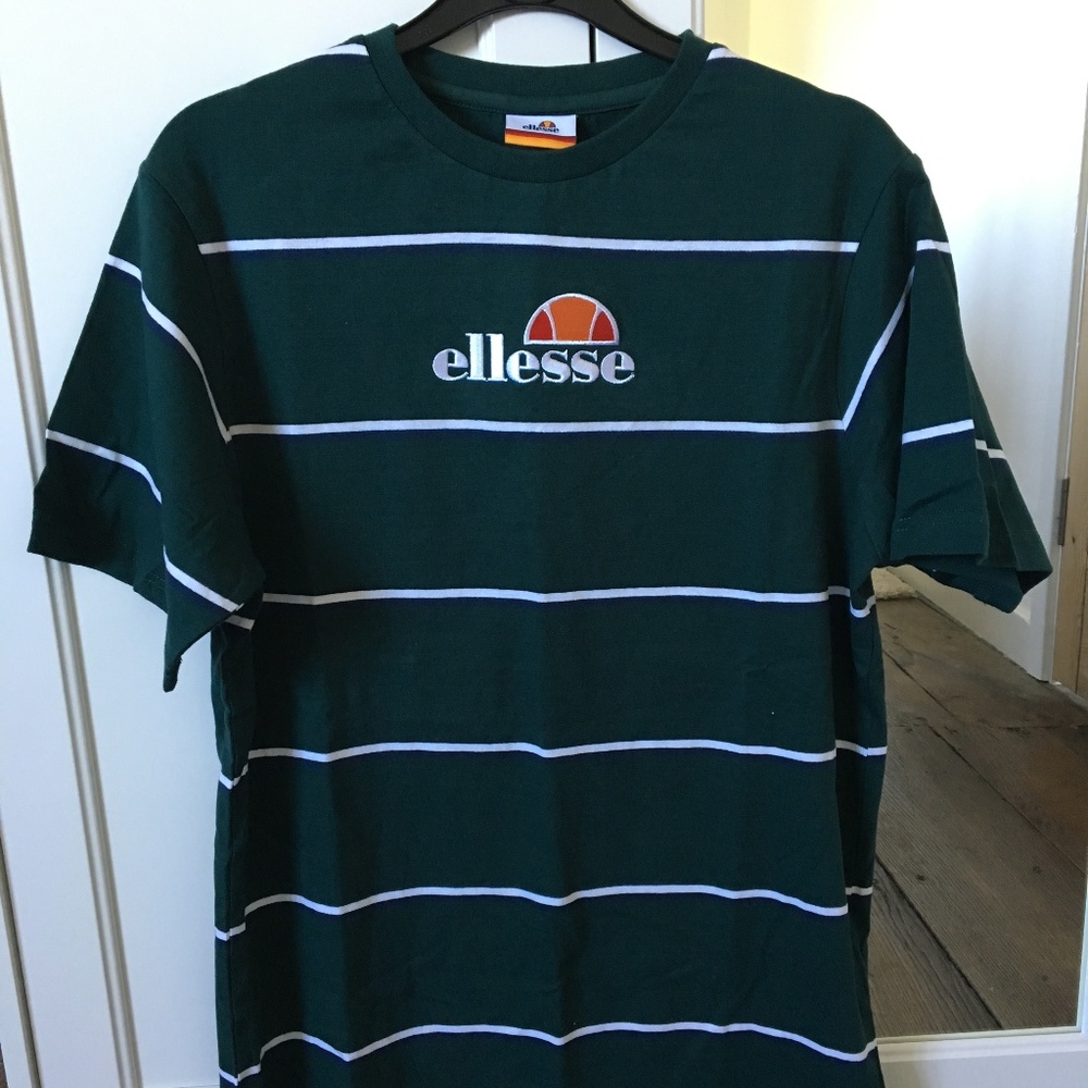 Ellesse Mens T-shirt BNWT Green and white stripes